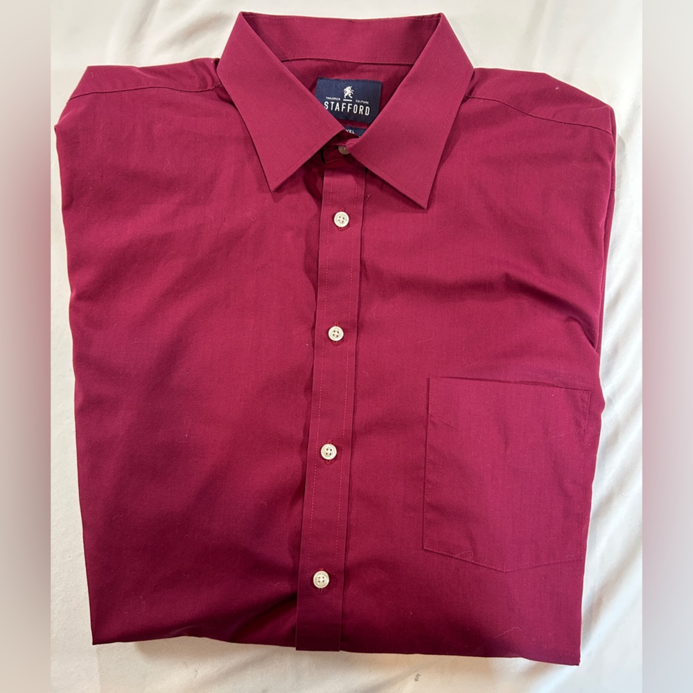 Stafford Men's Rich Burgundy Button-Down Shirt